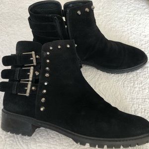 Stewart Weizmann black suede booties